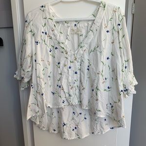 Floral Embroidered Cropped Blouse - NWOT